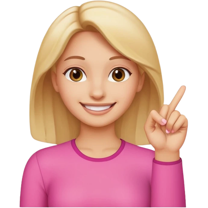 woman holding up her pinky finger while smiling emoji