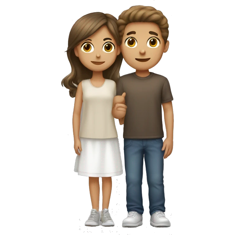 tall brunette boy kisses light brown hair color girl emoji