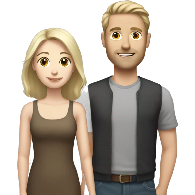 Pale brunette girl with pale blonde husband  emoji