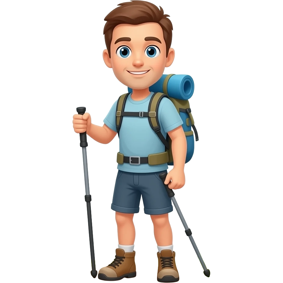 man hiking guide emoji