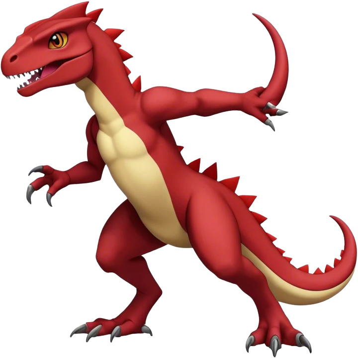  Cool Edgy Handsome Dark Maroon Guilmon-Charmeleon-Digimon-Fakemon-Velociraptor full body emoji