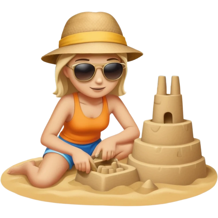 person building a sandcastle on the beach emoji