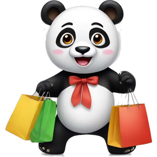 Panda with shopping emoji