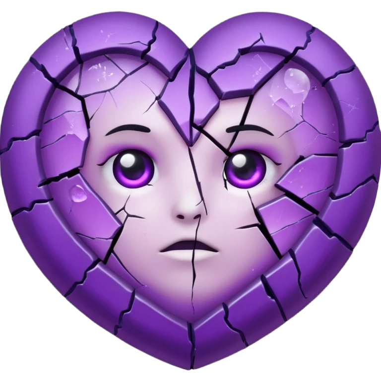 emo heart with full moon and purple glow emoji