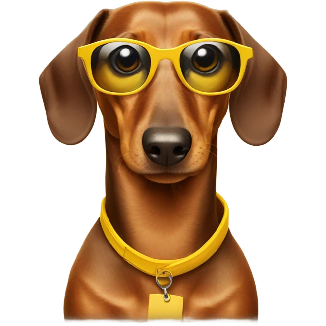 daschund wearing yellow sunglasses emoji
