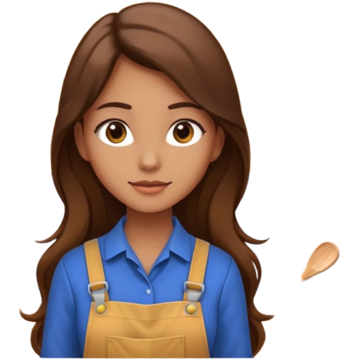 beautiful girl with long brown hair constructing new kitchen cabinets emoji