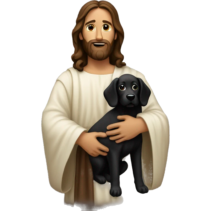 Jesus holding a black dog emoji