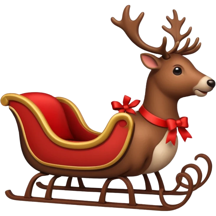 Reindeer on a sleigh with bow emoji