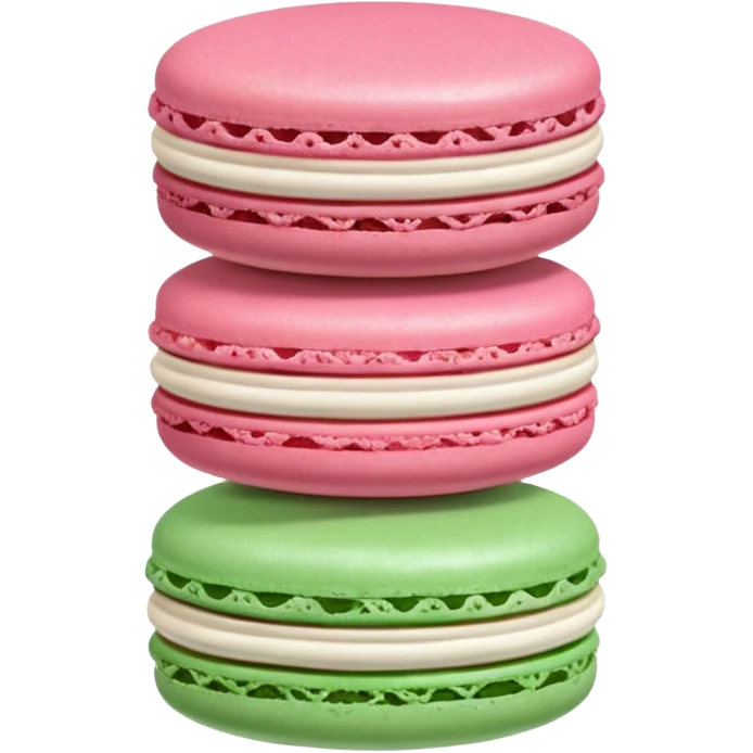 Macarons de colores, café, rosa, blanco y verde, sin plato emoji
