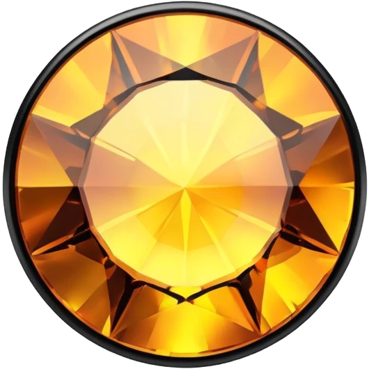 extreme up close amber round cut holographic gem with black metal accent focusing on black metal accent emoji