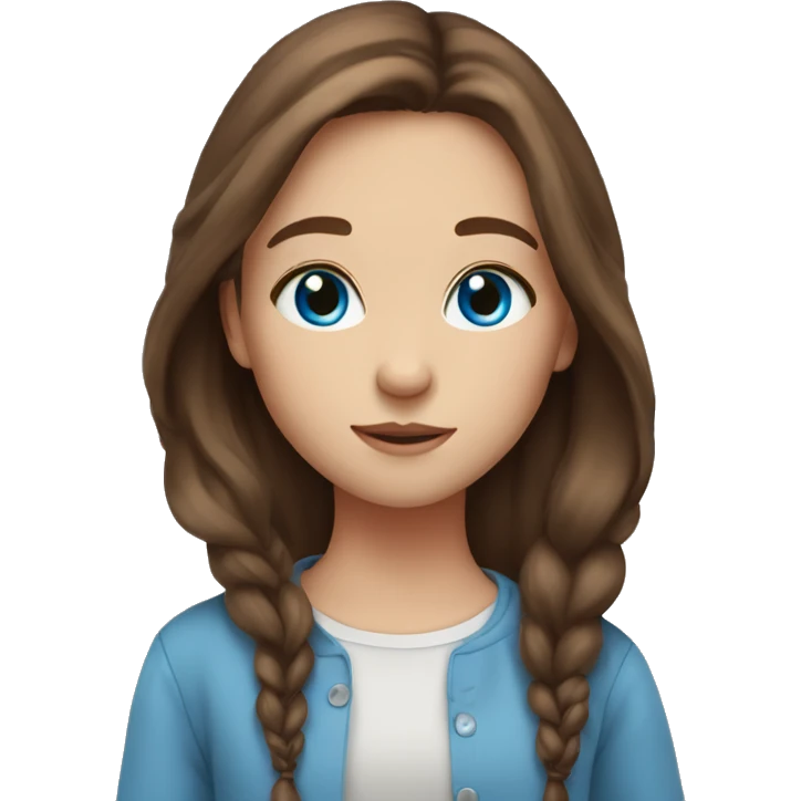 cute girl with long brown hair and blue eyes emoji