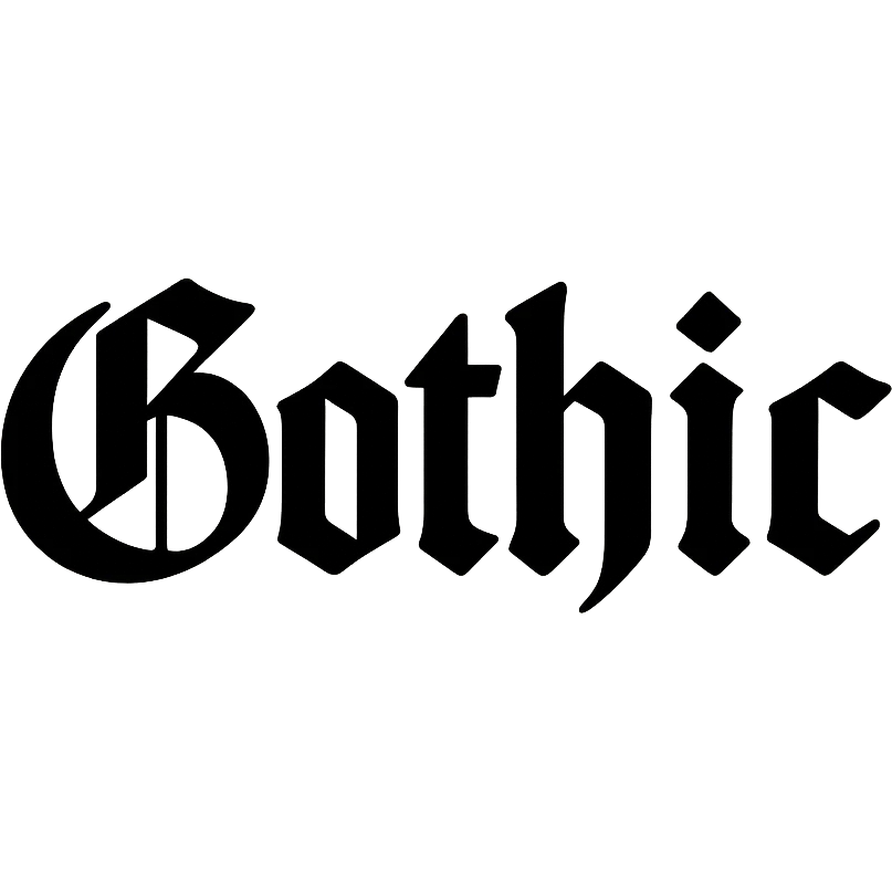 the word 'Gothic' in classic blackletter gothic calligraphy, only text, no decoration emoji