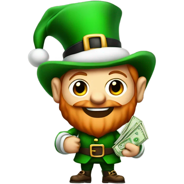 leprechaun dressed as santa holding a bag of money emoji