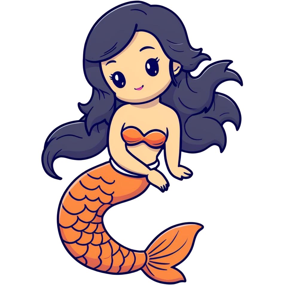 koi mermaid with tanned skin and long black hair emoji