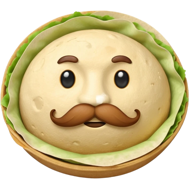 a fresh "Flying" flour tortilla football with a mustache emoji