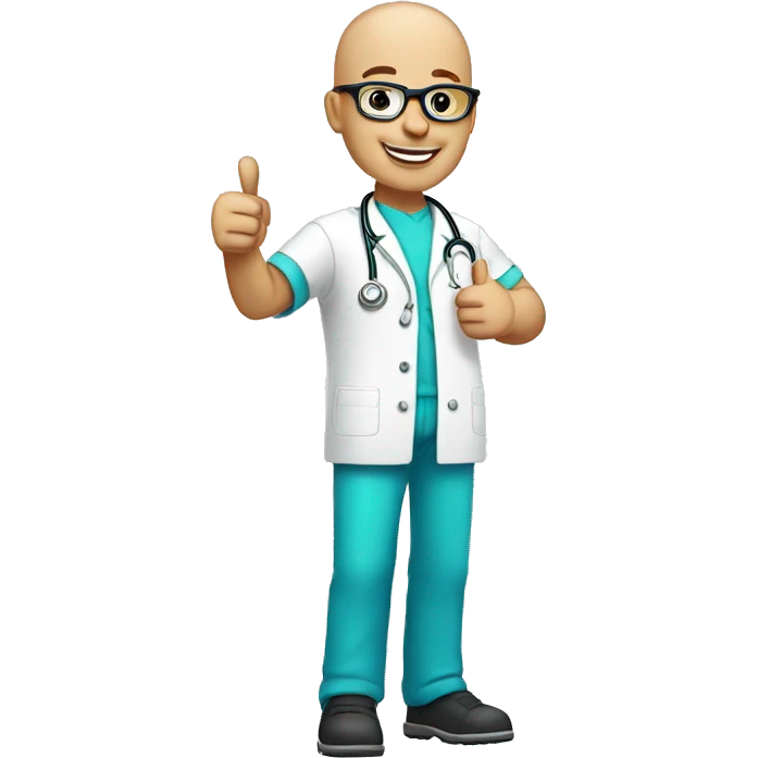 Bald male Nurse wearing white glasses giving thumbs up emoji