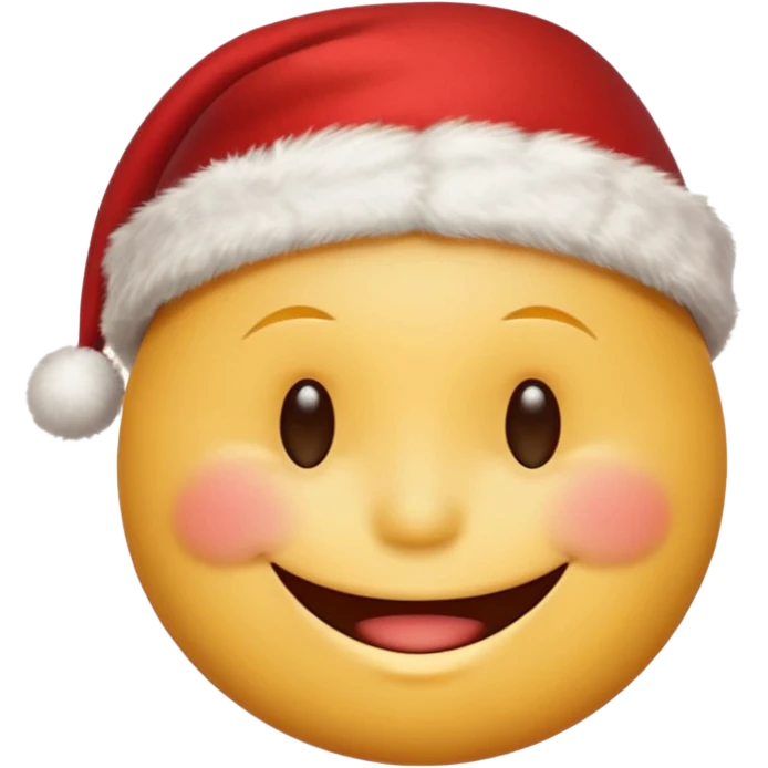 smiling smiley face with closed eyes in a red Christmas hat emoji
