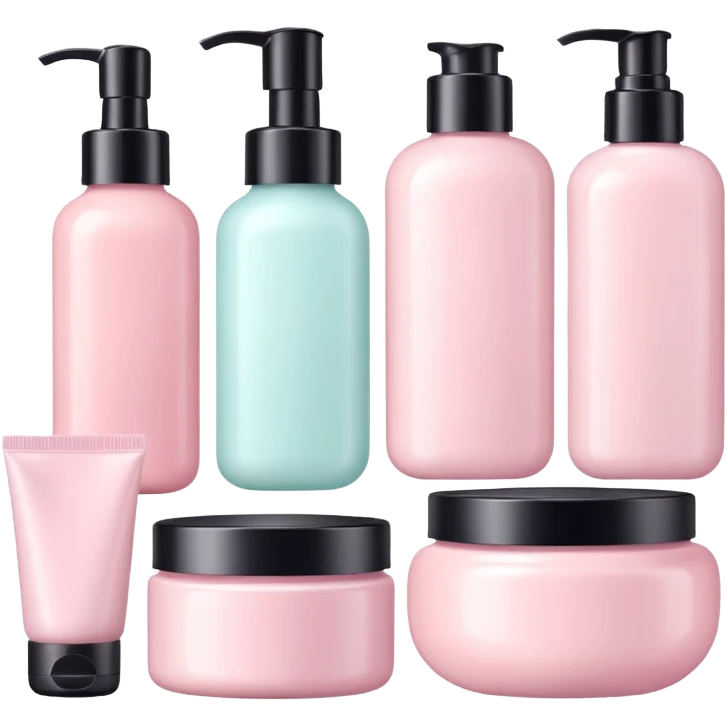 a collection of soft and pink skincare and bright and the color is not too bright emoji