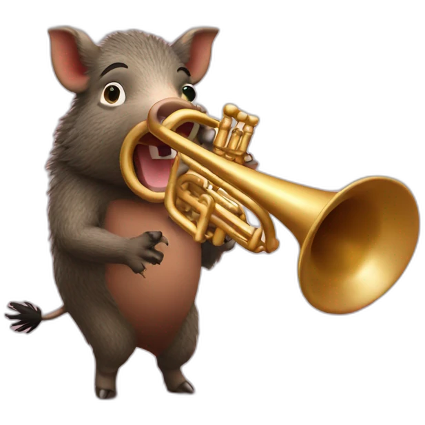 Wild boar playing trumpet emoji
