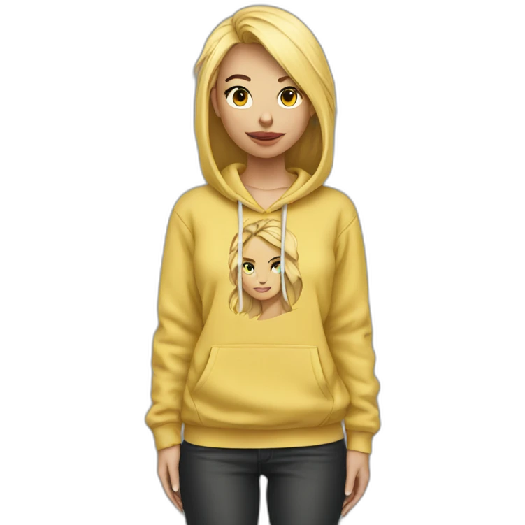 Blonde girl hoodie tied around her waist emoji