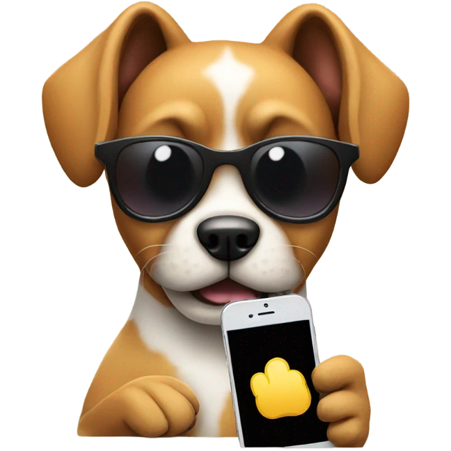 Dog with shades on the phone emoji