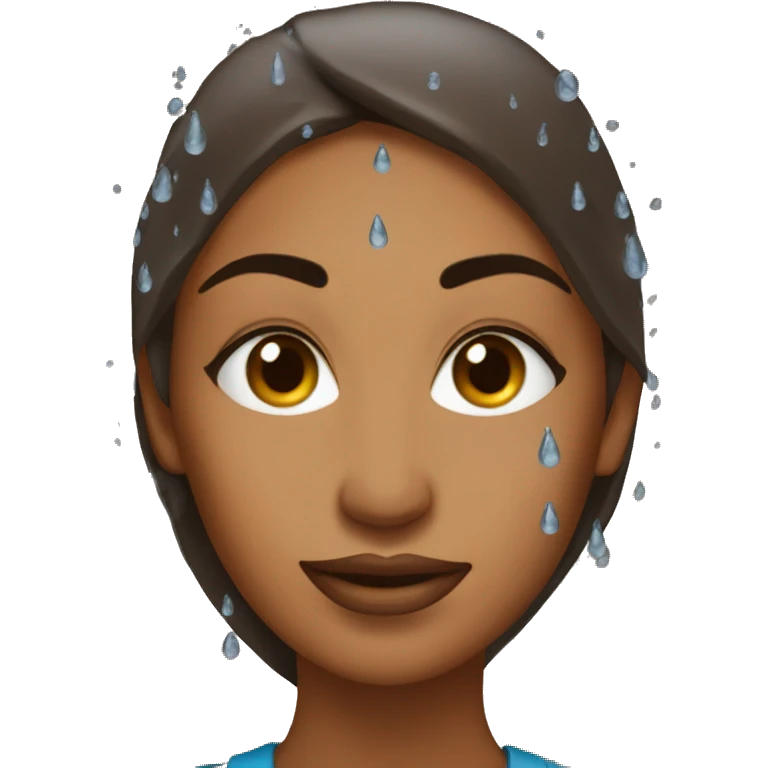 Water droplets on brown woman  emoji