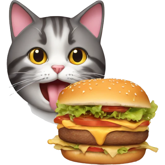 Cat eating a burger emoji