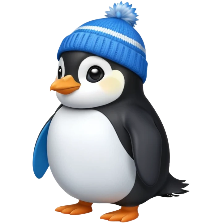 Penguin with blue beanie and blue shoes emoji