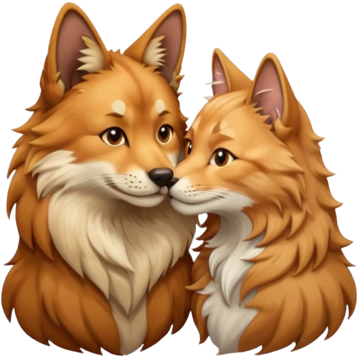 a dingo kissing a mainecoon emoji