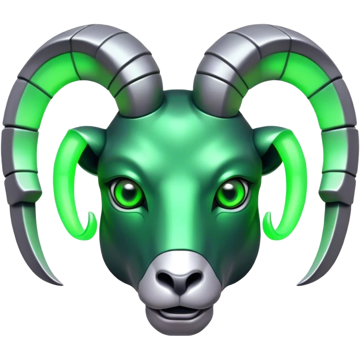 Futuristic Ram(Goat) head green glowing eyes emoji