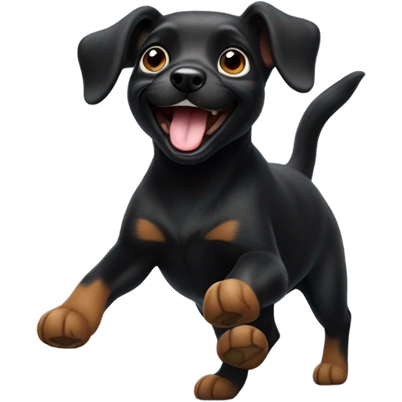 Small black dog dancing emoji