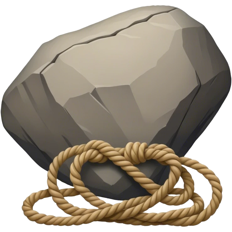 a rope around a boulder being pulled emoji