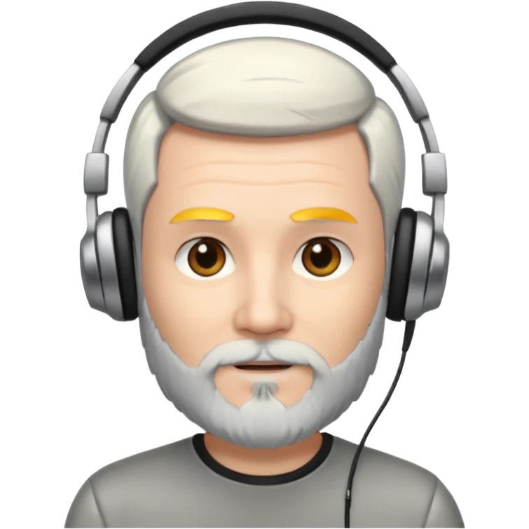 black and silver hair with beard and headphones white skin male emoji