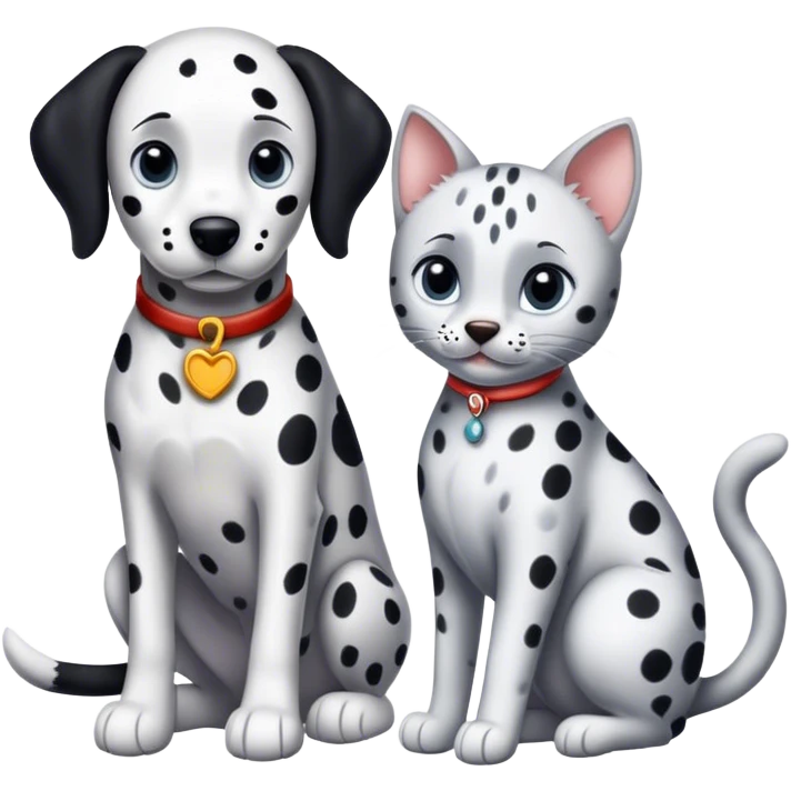 Dalmatian and gray cat  emoji