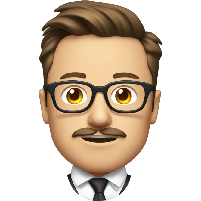 Elon musk with a funny moustache and comically large nerd glasses emoji