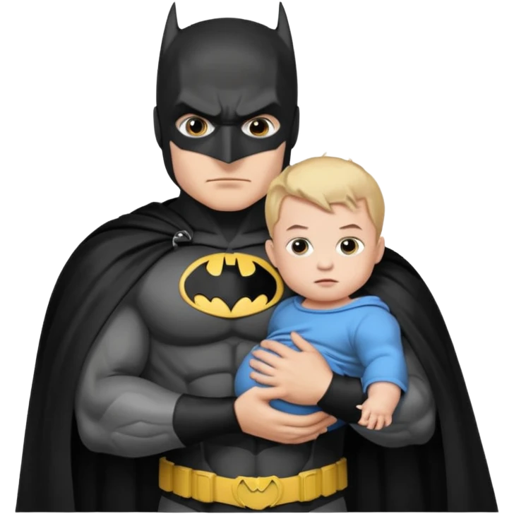 batman holding infant baby daughter emoji