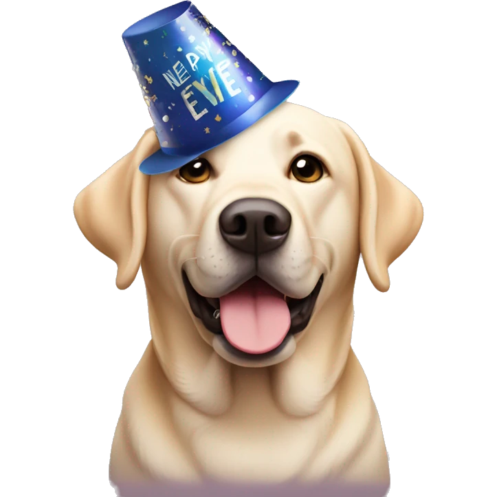 Labrador wearing new years eve Party hat emoji