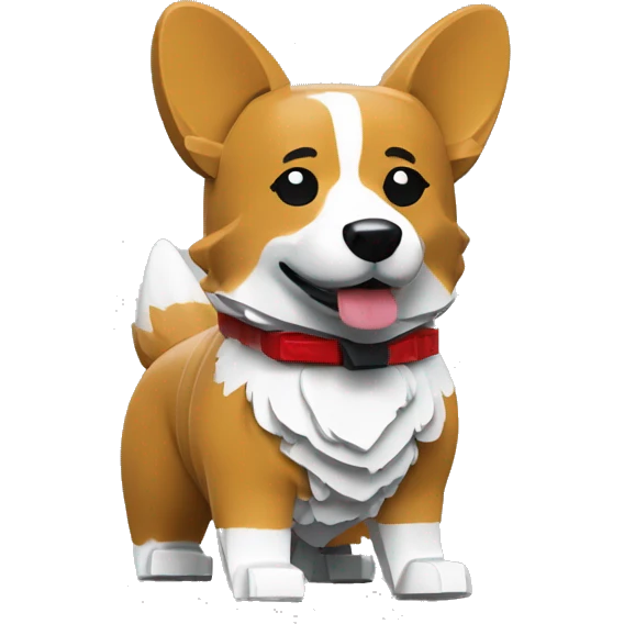 Corgi in the style of Lego minifigure emoji