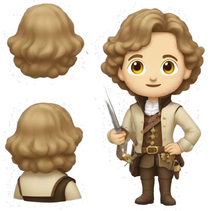 Musketeer beige jacket short brown hair garden emoji
