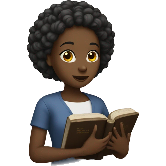 Black girl with a bible emoji