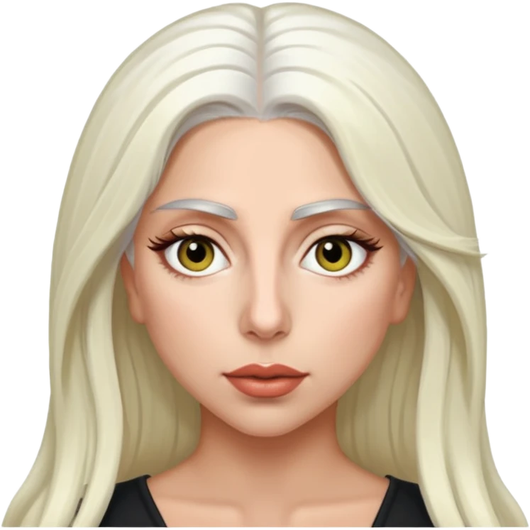 Lady Gaga with hazel eyes, long white hair emoji