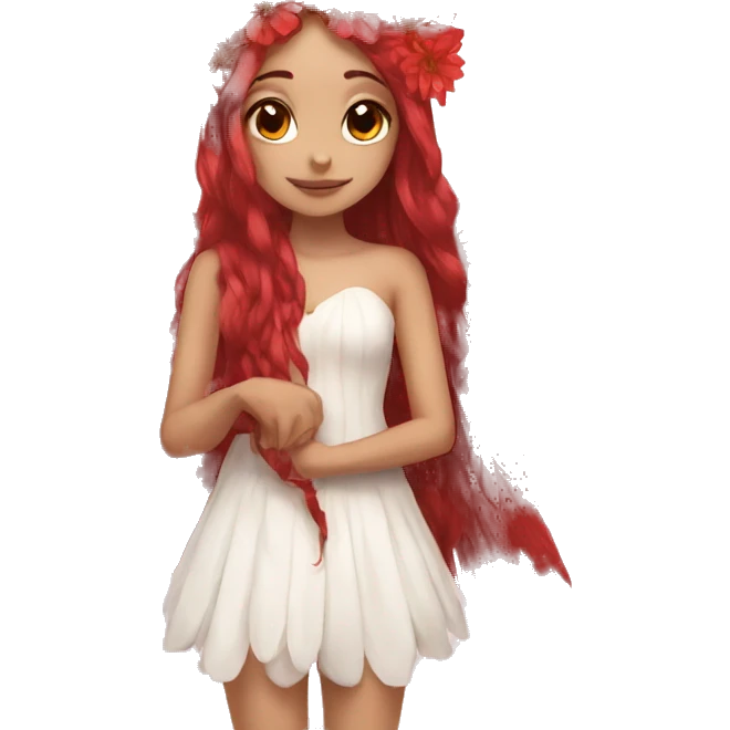 big wings, flower, Beautiful, fairy, red, long hair emoji