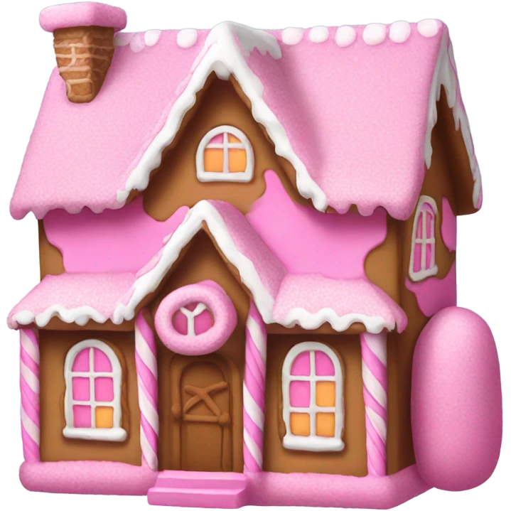 Pink gingerbread house emoji