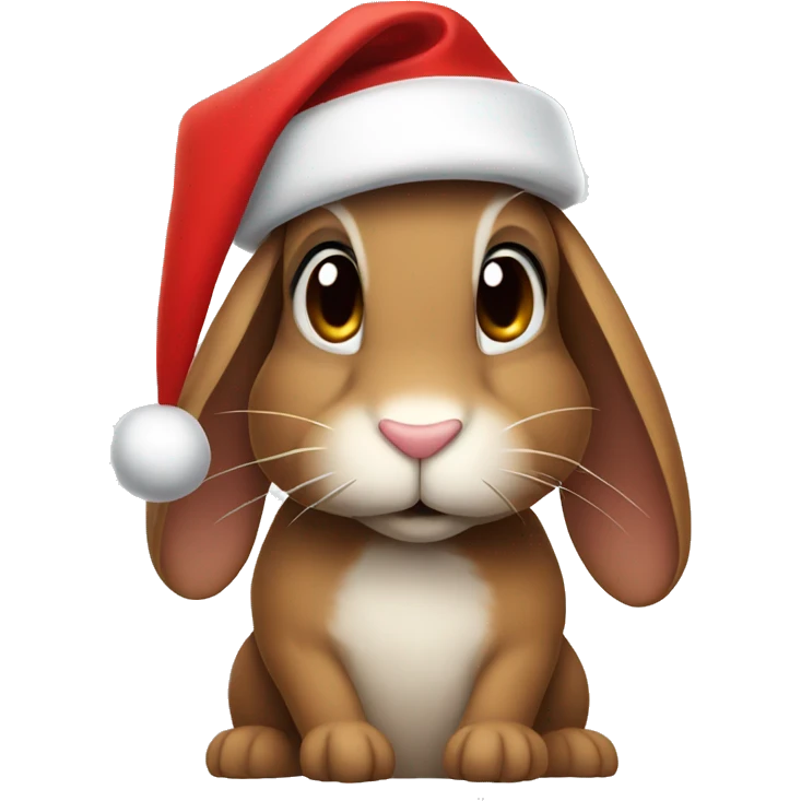 Brown bunny wearing a santa hat emoji