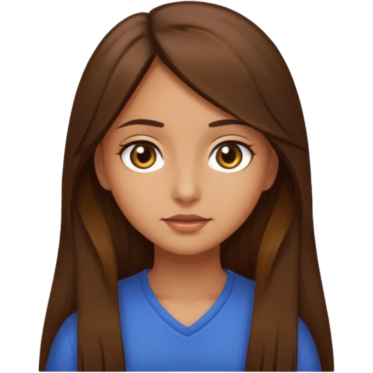 Girl with long brown hair and brown eyes with olive skin emoji