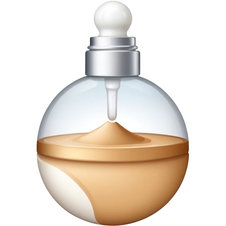  foundation bottle that says rare beauty and has a white cap with a white sphere on top  emoji