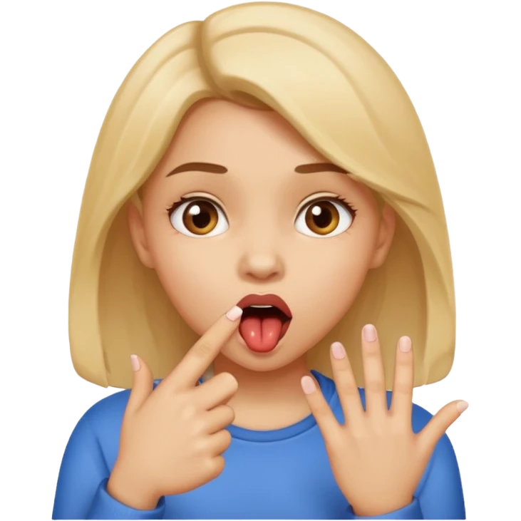 a girl bitten her finger emoji