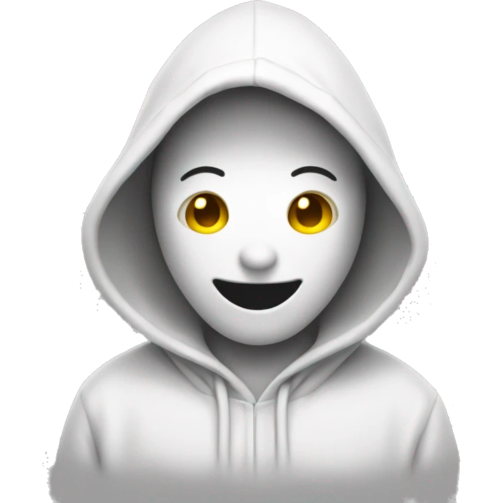 Smiley face with in a white hood NO EYEBROWS! NO EYEBROWS!  emoji