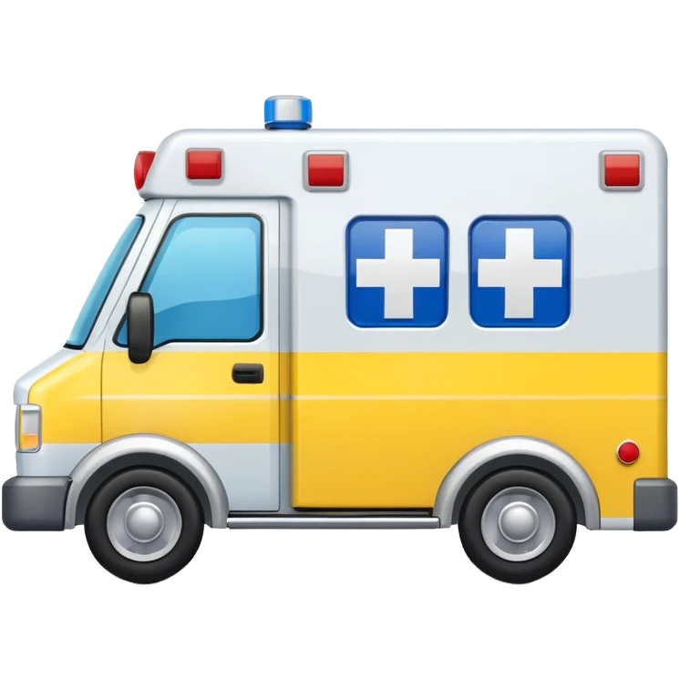Grey and blue and yellow box ambulance  emoji