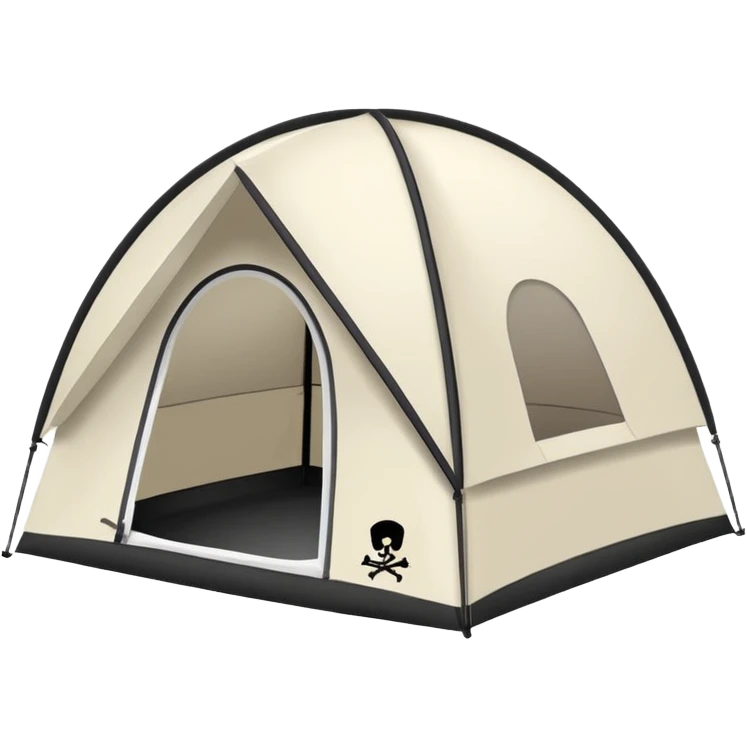 Simple dome tents, black metal skeleton, white soft membrane, minimal, cute, flat vector, icon, low detail” emoji